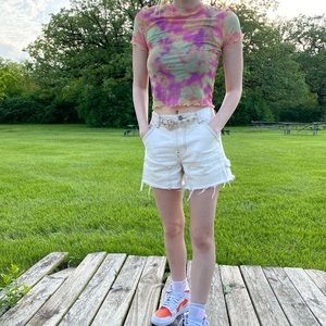 Mesh neon tie dye crop top